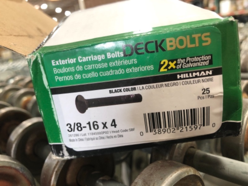 Photo 1 of 3/8 in.-16 x 4 in. Black Exterior Carriage Bolts (25-Pack)
