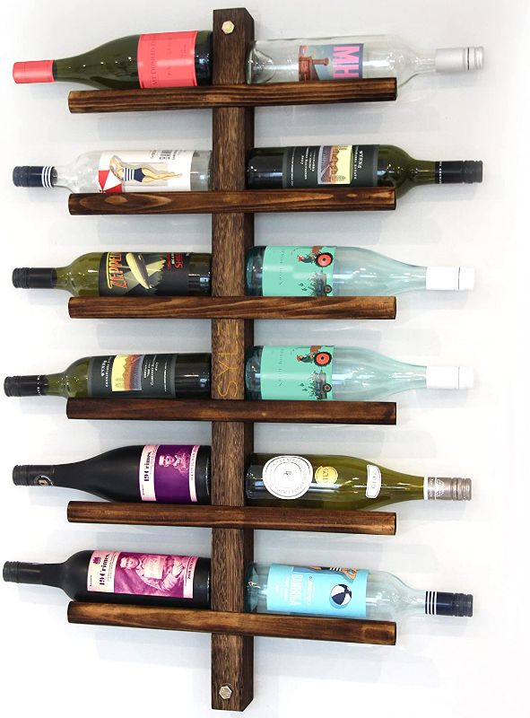 Photo 1 of 12 Bottle - Wall Mounted Wine Rack, Wine Rack Wall, Solid Wood, Store and Display Your Wine. The Perfect for Any Wine Lover, Wine Rack Wall Mounted, Rustic Wood Natural Modern, Stylish, Kitchen Decor
