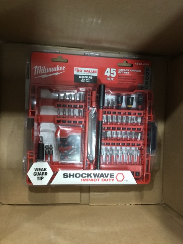 Photo 2 of NEW - Milwaukee 48-32-4099 45pc + 25pc bonus Impact Bit Set 70 pieces total.
