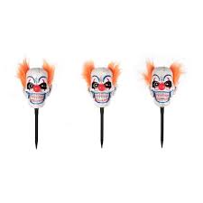 Photo 1 of 17 in. Animated LED Clown Halloween Pathway Markers (3-Pack)
