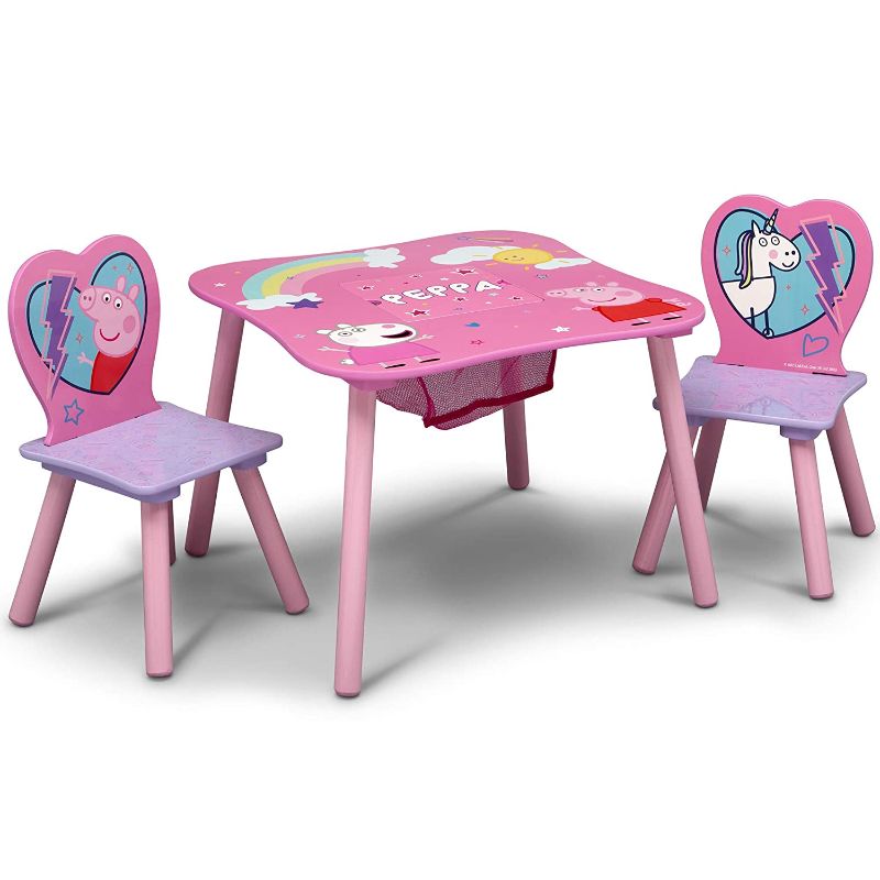 Photo 1 of Delta Children Kids Table & Chair Set with Storage (2 Chairs Included) - Ideal for Arts & Crafts, Snack Time, Homeschooling, Homework & More, Peppa Pig Unicorn
