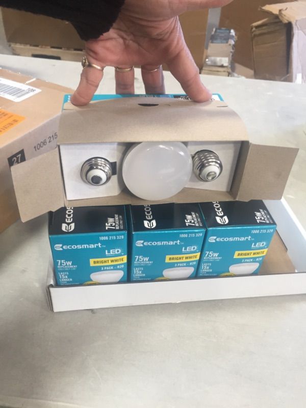 Photo 2 of 4 boxes Ecosmart 3-Pack 75-Watt Equivalent BR20 Dimmable 