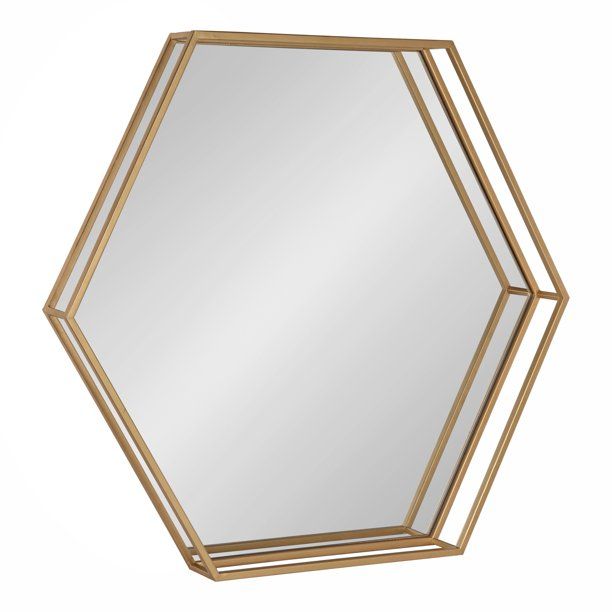 Photo 1 of (BENT FRAME; COSMETIC DAMAGES) 
Kate And Laurel Felicia Modern Hexagon Mirror, 30" x 30", Gold, Geometric Accent Mirror For Wall
