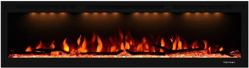 Photo 1 of (HEATER NOT FUNCTIONAL; FOUND SCATTERED FAKE ICE ROCKS) 
Valuxhome Electric Fireplace, 60 Inches Fireplace, Recessed and Wall Mounted Fireplaces for Living Room with Remote, Overheating Protection, Logset and Crystal, Touch Screen, 1500W/750W, Black
