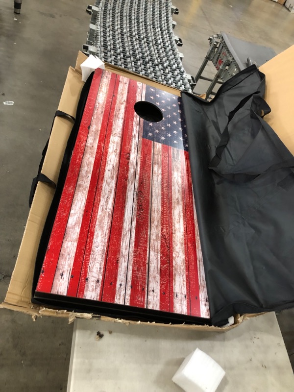 Photo 3 of GoSports American Flag Regulation Size Cornhole Set Includes 8 Bags, Carry Case & Rules