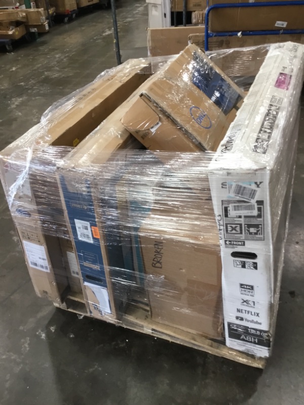 Photo 1 of Pallet of assorted broken TVs and monitors