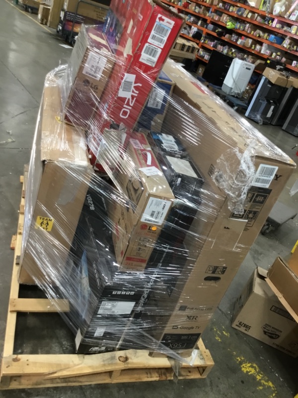 Photo 1 of Pallet of broken TVs and monitors.