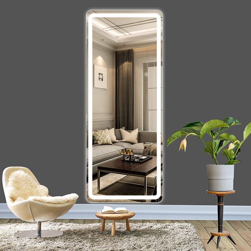 Photo 1 of ROTTOGOON 55"x21" Full Body Mirror with Lights, Touch Control Wall Mounted LED Full Length Mirror Stepless Dimmable Light Up Wall Mirror Vertical for Bedroom, Bathroom, Salon
