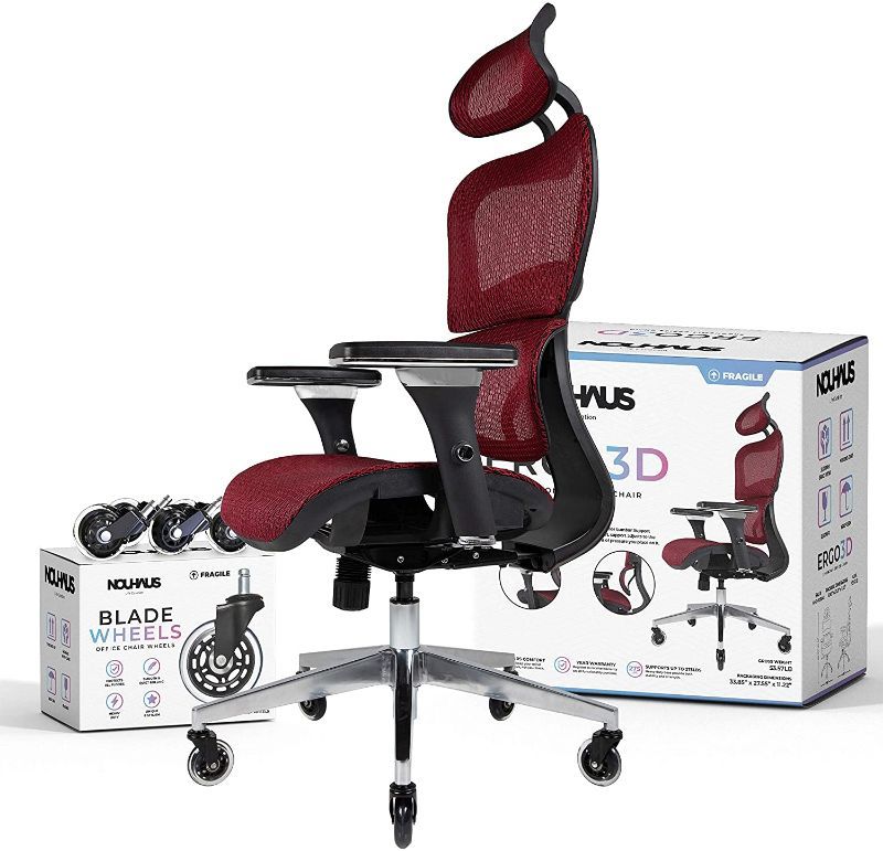 Photo 1 of NOUHAUS ERGO3D ERGONOMIC OFFICE CHAIR - ROLLING DESK CHAIR WITH 4D ADJUSTABLE ARMREST
