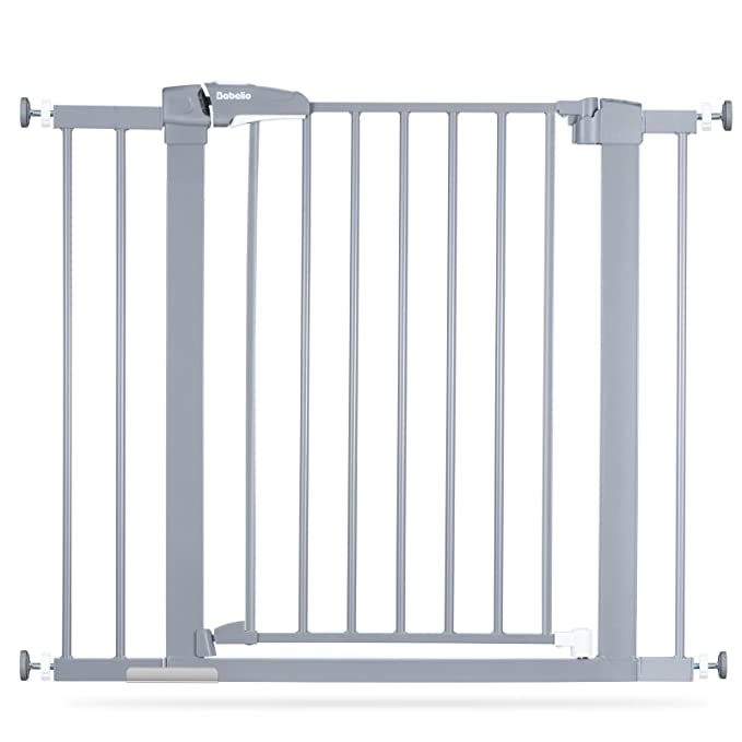 Photo 1 of BABELIO Metal Baby Gate Easy Install Pressure Mounted, 26-40 Inch Child Gate No Drilling, Extra Wide with Wall Protectors, Ideal for Narrow Stair or Doorway White