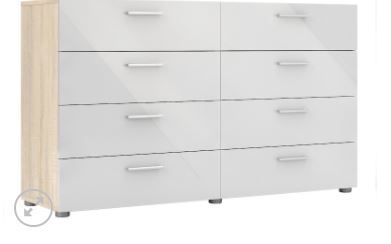 Photo 1 of ***PARTS ONLY*** Furniture To Go Pepe Wide Chest of 8 Drawers in Oak with White High Gloss
