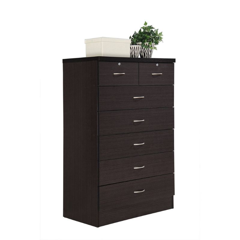 Photo 1 of 7 Drawer Chest with Locks on 2 Top Drawers in Chocolate - Hodedah