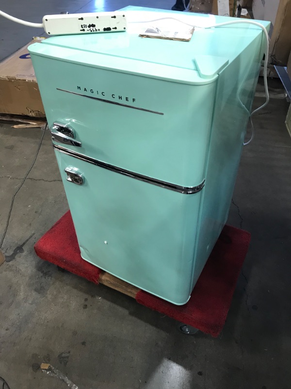 Photo 2 of Magic Chef Retro 3.2 cu. ft. 2-Door Mini Fridge in Mint Green