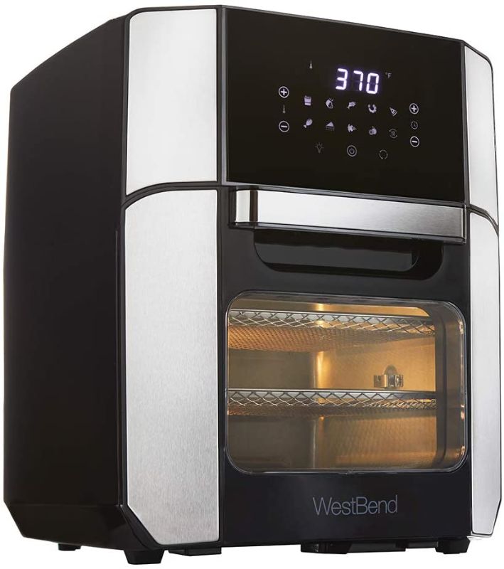 Photo 1 of West Bend Air Fryer Oven 12.6-Quart Electric Air Fryer with 10 Digital Quick Menu Presets - Bake, Roast, Rotisserie, Dehydrate, Re-Heat, 1700-Watt, Black