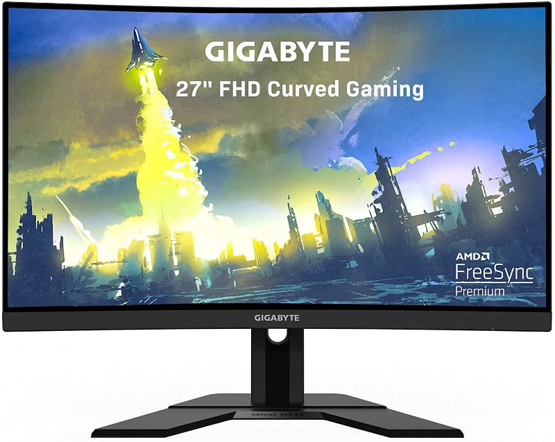 Photo 1 of GIGABYTE G27FC A (27" 165Hz 1080P Curved Gaming Monitor, 1920 x 1080 VA 1500R Display, 1ms (MPRT) Response Time, 91% DCI-P3, FreeSync Premium, 1x Display Port 1.2, 2x HDMI 1.4)
