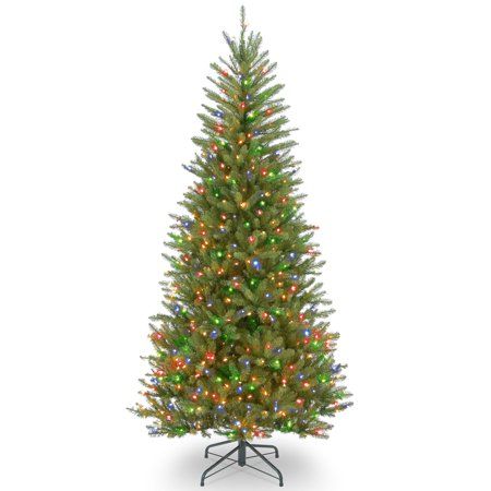 Photo 1 of *READ BELOW** National Tree Company 6.5' Dunhill Fir Slim Tree with 500 Multicolor Lights - Green
