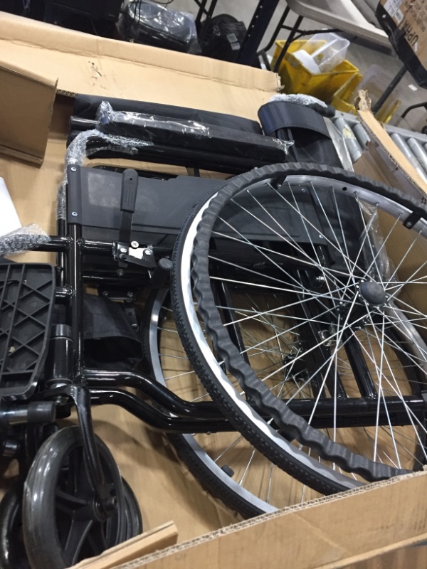 Photo 2 of  Folding Transport Wheelchair with Full Arms and Removable Swing-Away Footrest, Black