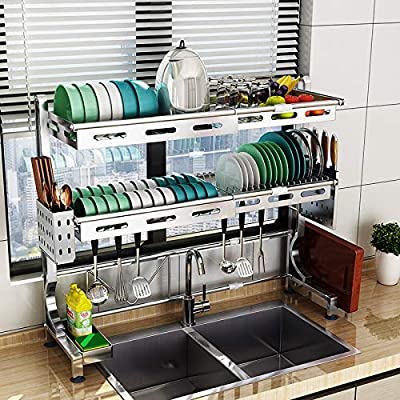 Photo 1 of  Over The Sink Dish Drying Rack,2 Tier Stainless Steel Adjustable Kitchen Storage Counter Organizer,
