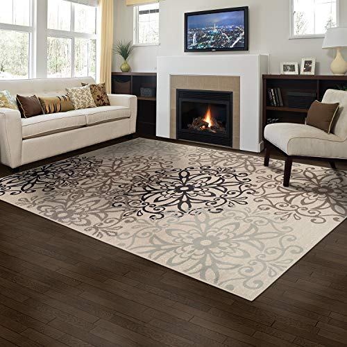 Photo 1 of 
Barcode for SUPERIOR Leigh Modern Floral Medallion Polypropylene Indoor Area Rug with Jute Backing, 5' x 8', Beige
