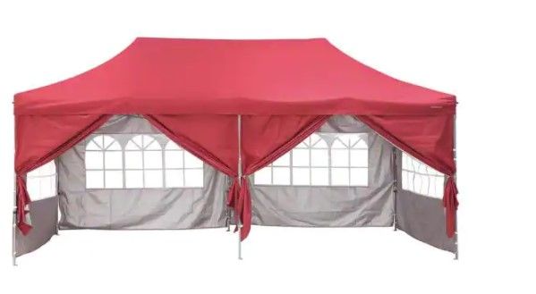 Photo 1 of 10 ft. x 20 ft. Red Pop up Canopy Tent
