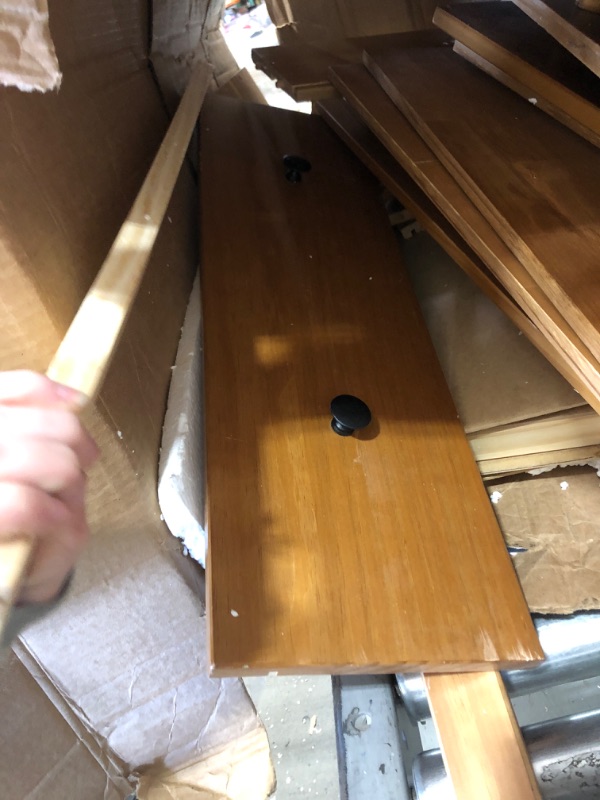 Photo 2 of *READ BELOW** LIGHT BROWN WOODEN DRESSER WITH BLACK KNOBS