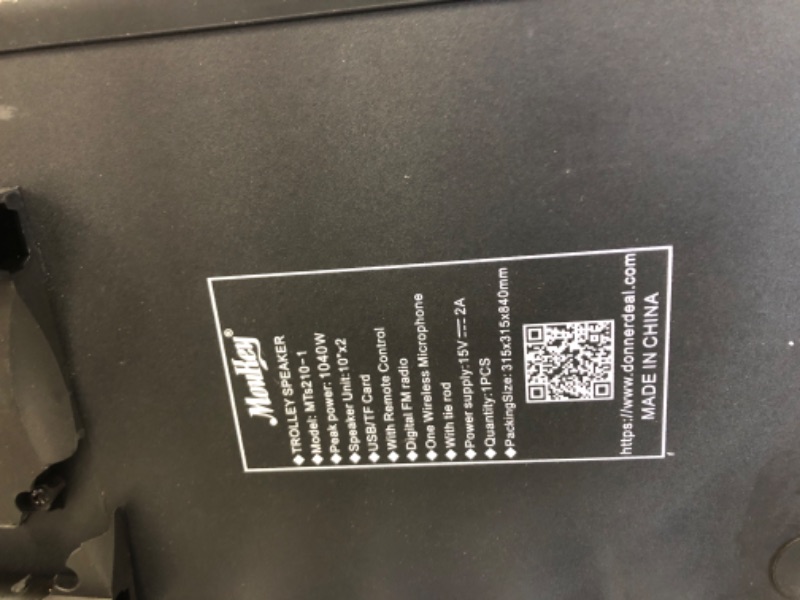 Photo 1 of *READ BELOW** Moukey Karaoke Machine Speaker,540W Peak Power Bluetooth 5.0 Karaoke System-Pa Stereo with 10" Subwoofer,Dj Lights,2 Microphone,1 Tablet Holder,Rechargeable,Recording,Mp3/Usb/Sd(Rms 160W to 540W Peak)
