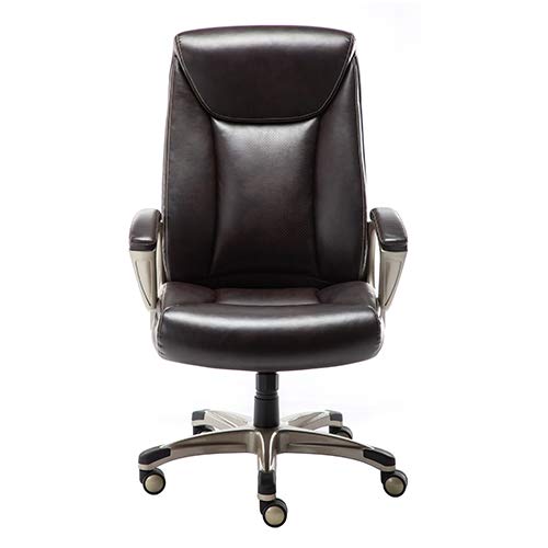 Photo 1 of Amazon Basics Bonded Leather Big & Tall Executive Office Computer Desk Chair, 350-Pound Capacity - Brown
