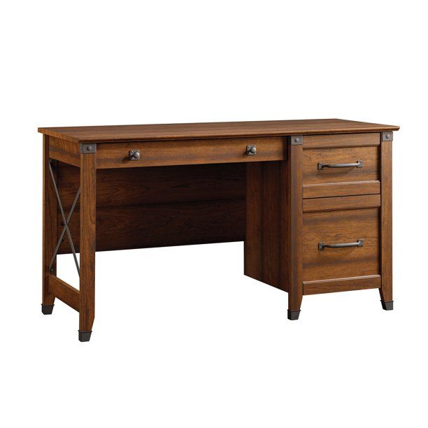 Photo 1 of Sauder Carson Forge Desk with 3 Drawers, Washington Cherry Finish
