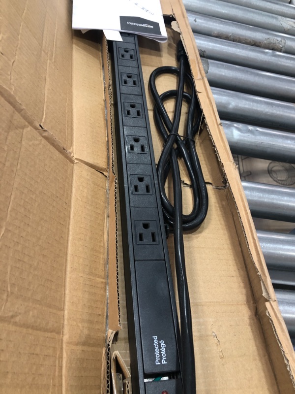 Photo 3 of Amazon Basics Heavy Duty Metal Surge Protector Power Strip with Mounting Brackets - 24-Outlet, 840-Joule (15A On/Off Circuit Breaker)
