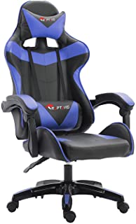 Photo 1 of RAPTAVIS Gaming Chair Computer Ergonomic Office Chair Backrest and Seat Height Adjustable Swivel Recliner with Headrest and Lumbar Cushion Esports Pu Leather Desk Chair (Blue+Black)
