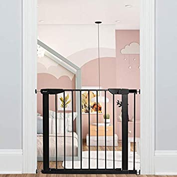 Photo 1 of Fairy Baby Walk Through Narrow Baby Gate Black - Pressure Mounted Safety Pet Gate for Doorway Stairway - Metal Gate for Kids or Pet 32.28"-35.04"