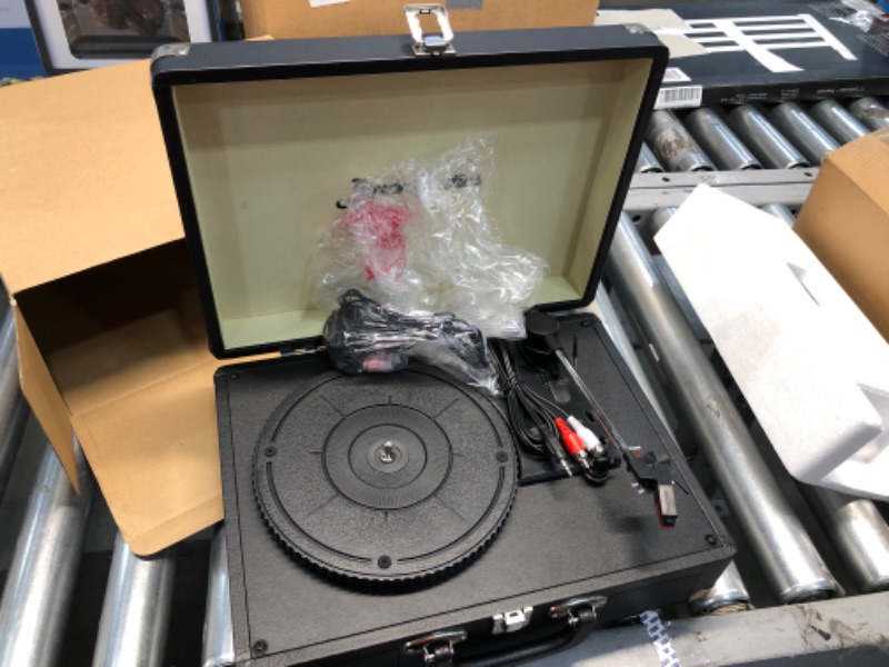 Photo 3 of **Similar To Stock Photo**
Vinyl Record Player, 3 Speed Turntable Portable Suitcase Built in 2 Speakers RCA Line Out AUX Headphone Jack PC Recorder (Black)
