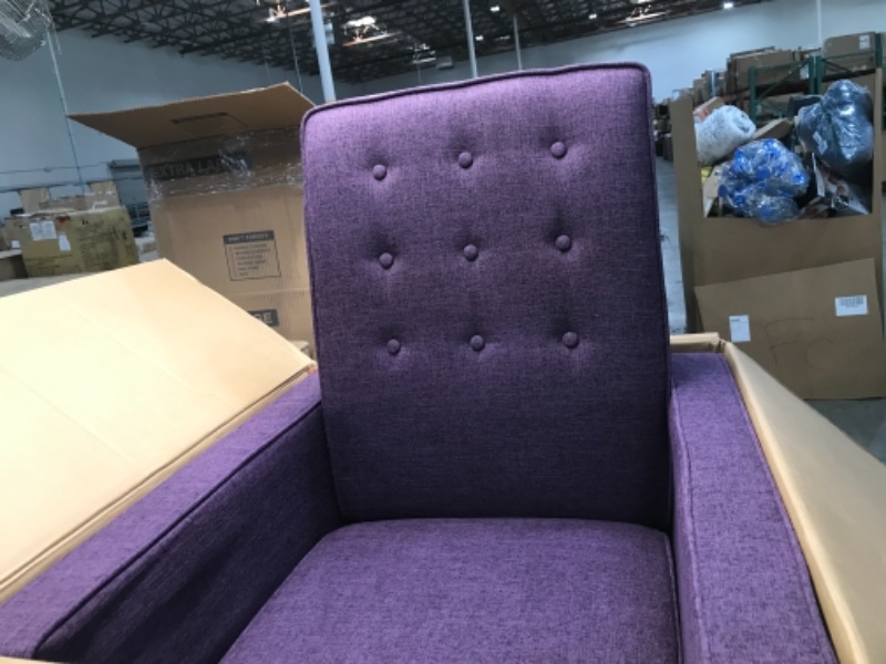 Photo 1 of ***SIMILAR TO STOCK PHOTO***
Modern Upholstered Accent Chair Comfy Armchair Tufted Button Linen Fabric Single Sofa Arm Chair Living Room Furniture Purple
