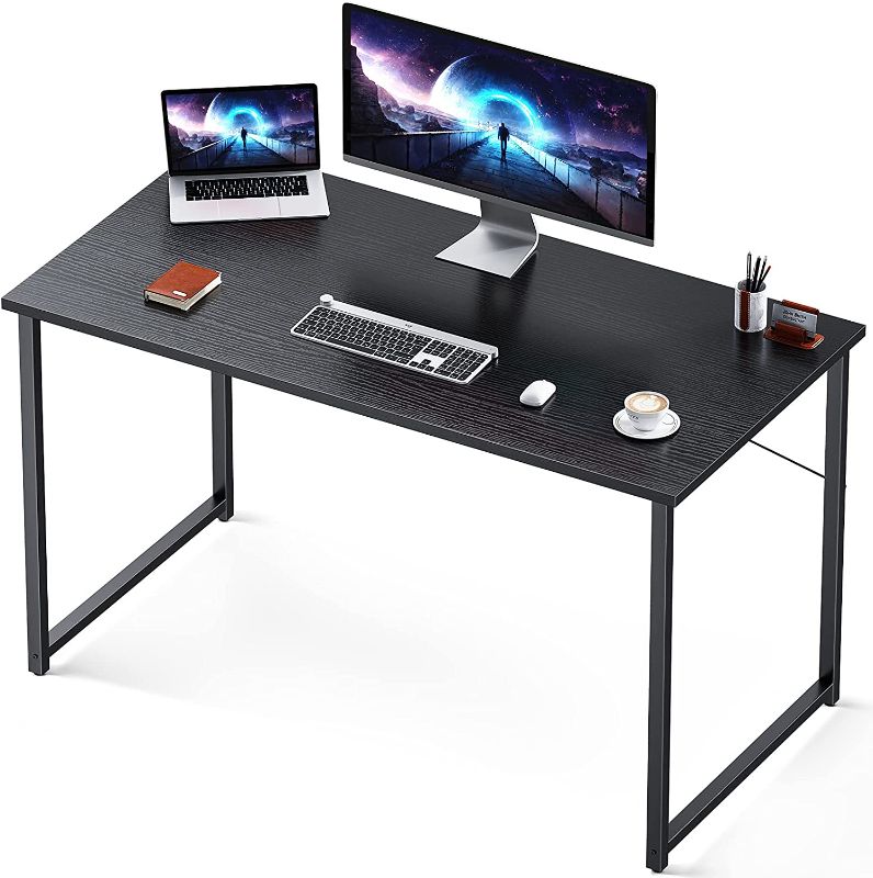 Photo 1 of CORNERS DAMAGED***MISSING HARDWARE*****WHITE***STOCK PHOTO NOT EXACT****Coleshome 47 Inch Computer Desk, Modern Simple Style Desk for Home Office, Study Student Writing Desk,Black
