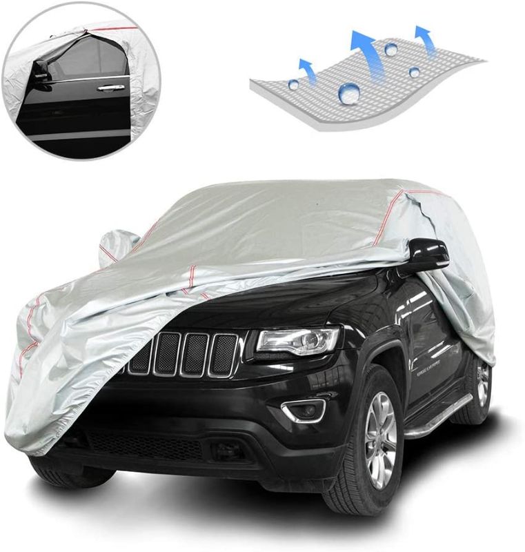 Photo 1 of 
Tecoom Hard Shell Zipper Design Waterproof UV-Proof Windproof Car Cover for All Weather Indoor Outdoor Fit 221-236 Inches Full-Size SUV/Van

