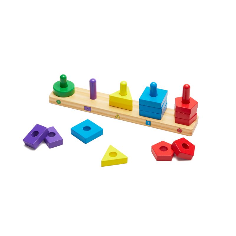 Photo 1 of Melissa & Doug Stack and Sort Board - Wooden Educational Toy With 15 Solid Wood Pieces
