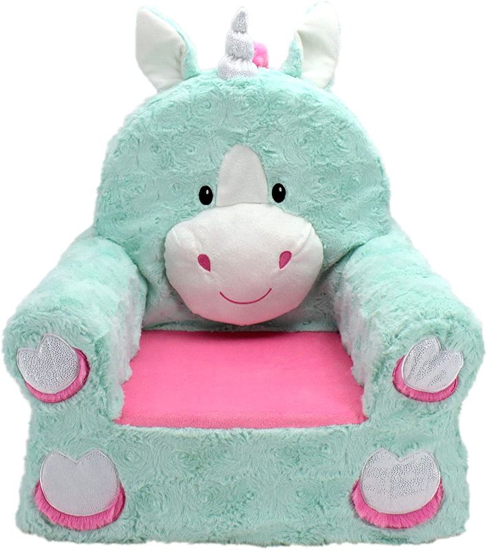 Photo 1 of Animal Adventure | Sweet Seats | Teal Unicorn Children's Plush Chair, Larger