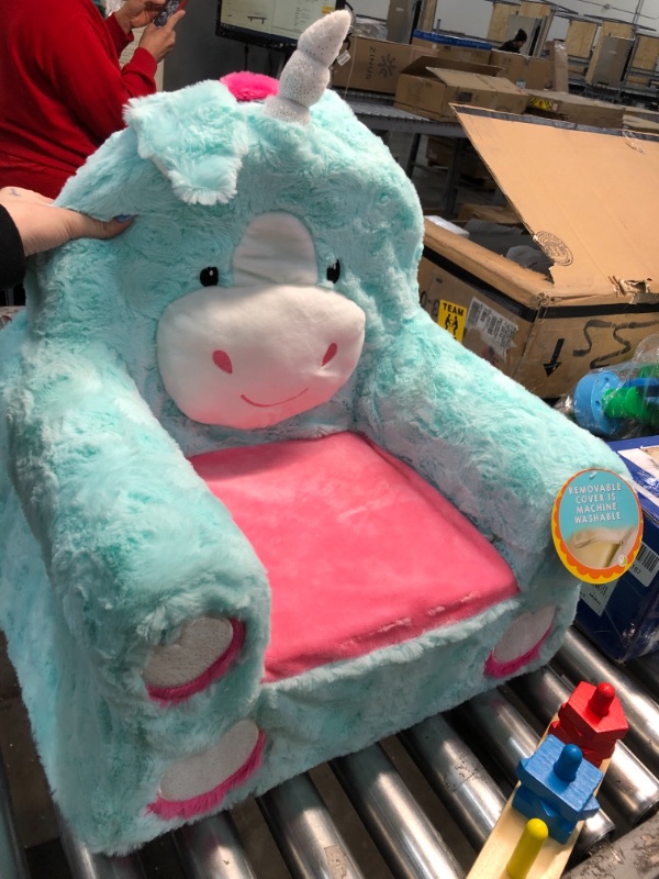 Photo 2 of Animal Adventure | Sweet Seats | Teal Unicorn Children's Plush Chair, Larger