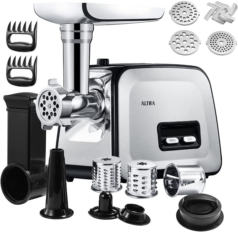 Photo 1 of Electric Meat Grinder, CHEFFANO Stainless Steel Meat Mincer Sausage Stuffer, 2600W Max ETL Approved Meat Grinder Machine with 2 Grinding Plates, 1 Blades, Sausage Kubbe Kit Sets, Home Kitchen Use
