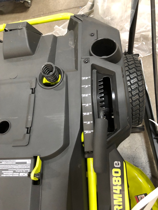 Photo 12 of Ryobi 38 inches 100 Ah Battery Electric Rear Engine Riding Lawn Mower RY48111; Charging port not included. 
