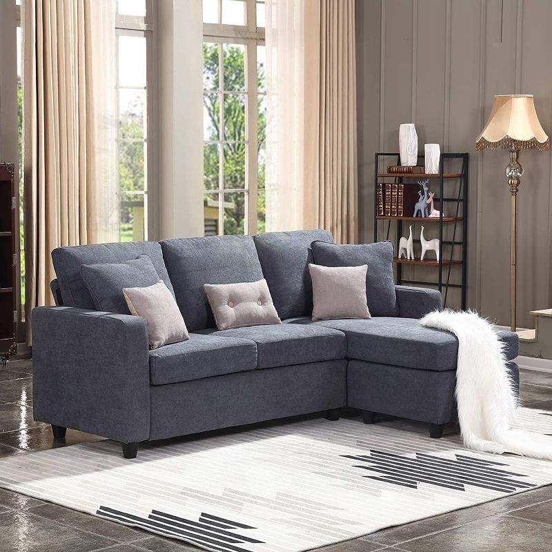 Photo 1 of  box 1 of 2 
HONBAY Convertible Sectional Sofa Couch, L-Shaped Couch with Modern Linen Fabric for Small Space Dark Grey
