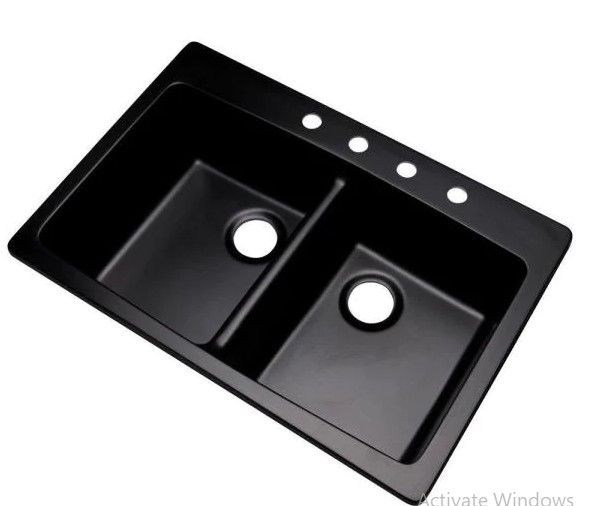 Photo 1 of 22 X 23 BLACK DOUBLE SINK