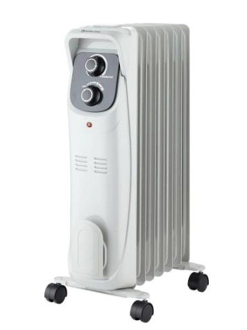 Photo 1 of 1,500-Watt White Electric Oil-Filled Radiator Space Heater with Silent Operation
