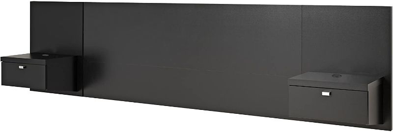 Photo 1 of **INCOMPLETE** 
Prepac Series 9 Designer Floating Headboard with Nightstands, King, Black
