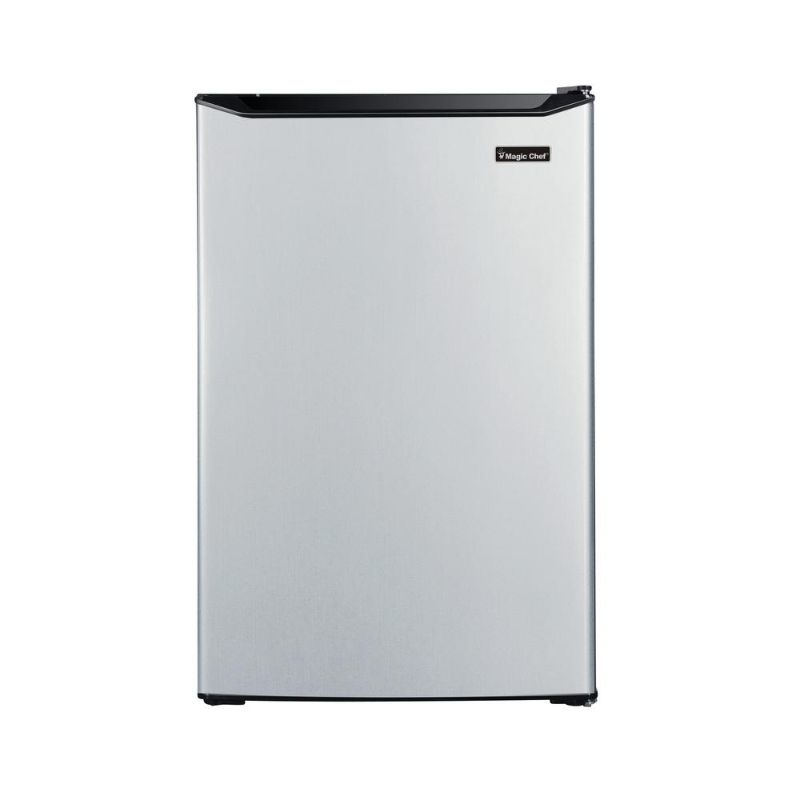 Photo 1 of **FRIDGE HAS MINOR DENTS**
Magic Chef 4.5 Cu. Ft. Mini Fridge with True Freezer in Stainless Look
