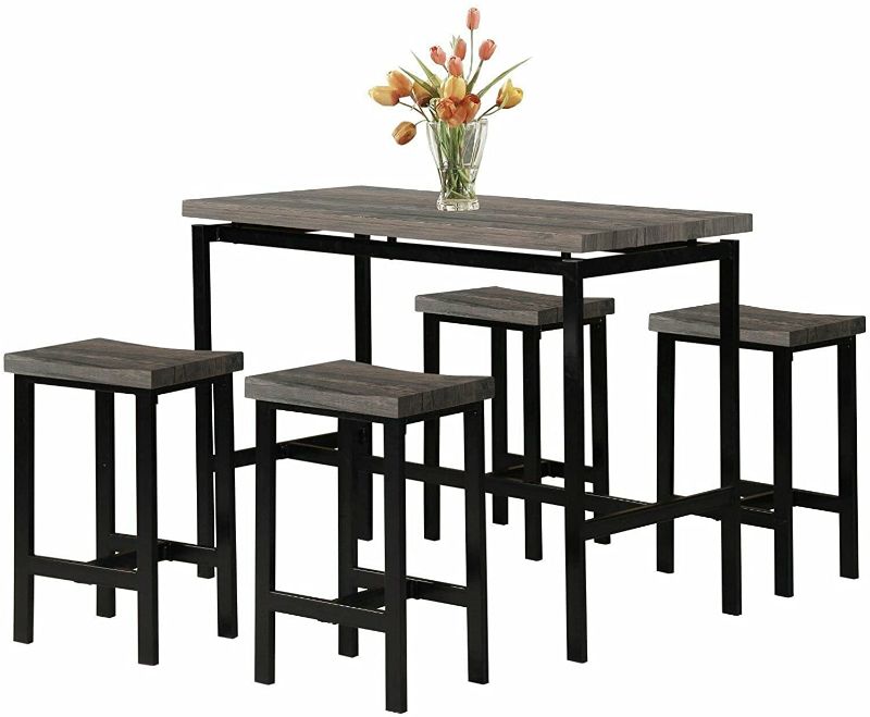 Photo 1 of ***parts only**DSDNOO 5 Pcs Dining Table Set, Counter Height Dining Table Set for 4, Wooden Bar Height Dining Table & Bar Stools, Bar Table and Chairs Set, Kitchen Dining Table Set for Pub/Dining Room