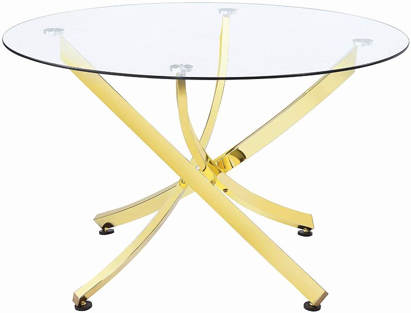 Photo 1 of **INCOMPLETE GLASS TOP ONLY***Coaster Home Furnishings Chanel Round Brass and Clear Dining Table