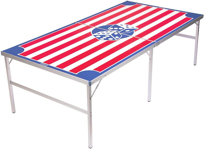 Photo 1 of GoPong Beer Die Table - Regulation Size 8’ x 4’ America Beer Die Table, 50 Dice and Dice Tote Bag
