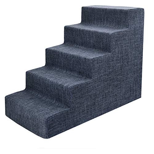 Photo 1 of Best Pet Supplies Pet Steps and Stairs with CertiPUR-US Certified Foam for Dogs and Cats - Dark Gray Linen,