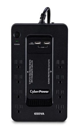 Photo 1 of CyberPower 650VA 8-Outlet UPS Battery Backup with USB, Black